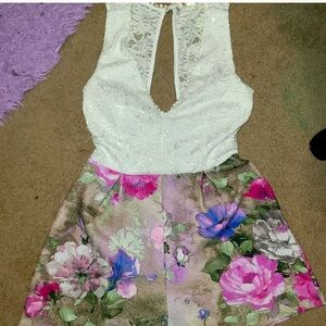 floral lace shorts romper